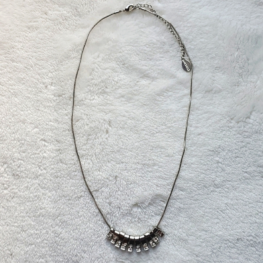Mestige Silver Tone Necklace with Crystal Accents